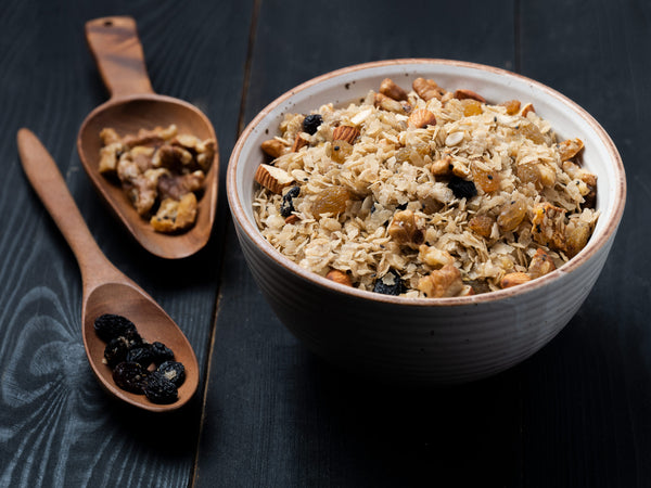 300 g pack of Katarni Brown Rice Muesli – wholesome breakfast blend with crunchy brown rice flakes, nutty sabja seeds, and sweet dried apricot