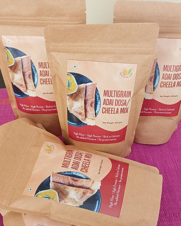 250g pack of Multigrain Adai Dosa / Cheela Mix – healthy ready-to-cook South Indian breakfast made with mixed lentils and grains