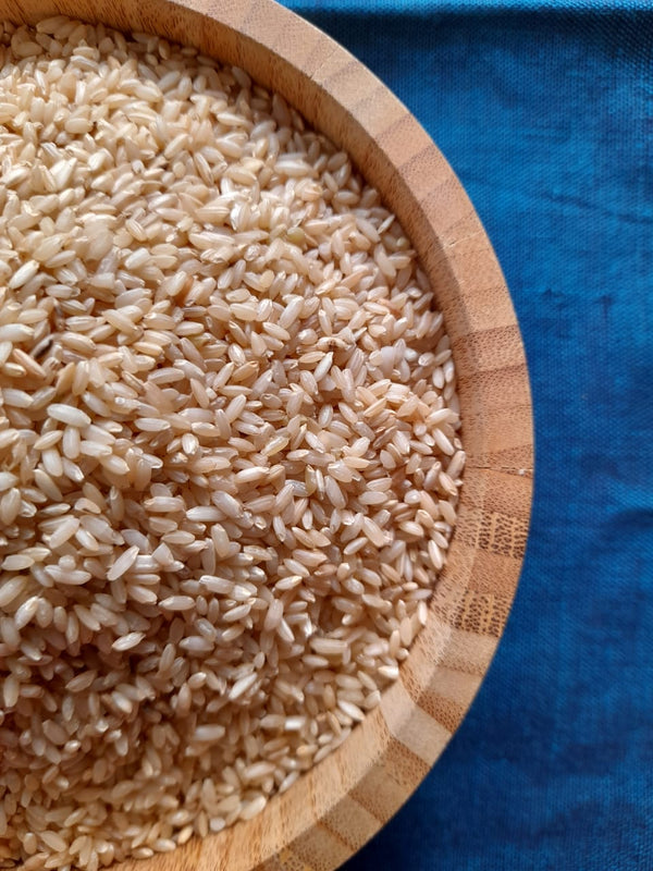 Rajamudi Organic Unpolished Brown Rice – traditional, nutrient-rich everyday rice with high fiber content, priced at ₹175 per kg
