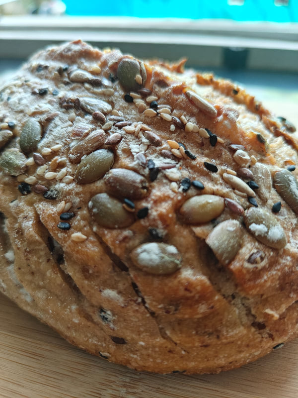 Red Rice Bread with Pumpkin & Flax Seeds – wholesome, fiber-rich artisan bread made with nutrient-dense ingredients