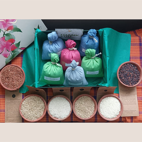 Rice of India Gift Box – curated set of 6 rare heritage rice varieties from India, perfect for gifting and gourmet cooking
